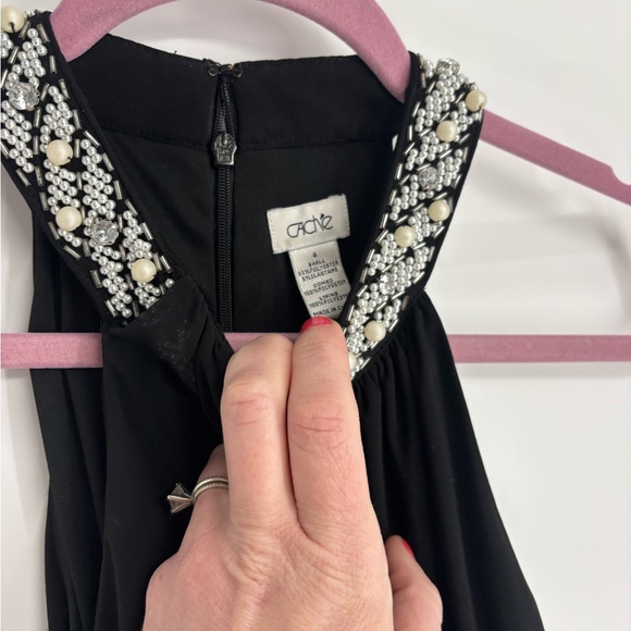 Vintage Cache’ Women’s Knee Length Beaded Neck Dress - Picture 6 of 6